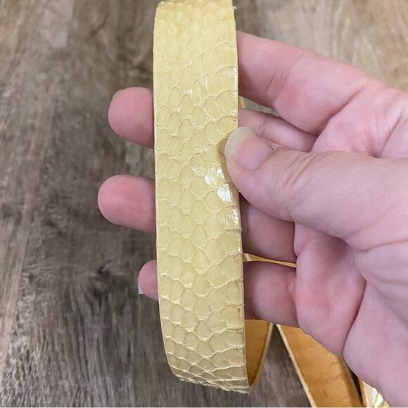 Rare Vintage Alexis Kirk Gold Fashion Belt buckle with ivory embossed leather 30 - Picture 9 of 9